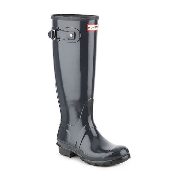 Hunter tall gloss rain boots in dark olive green - Picture 4 of 5